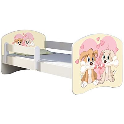 ACMA Lit Enfant Junior Sommier à Lattes Matelas Gratuite Blanc II (12 Deux Petits Chiens, 140x70 cm) - Publicité ACMA Lit Enfant Junior Sommier à Lattes Matelas Gratuite Blanc II (12 Deux Petits Chiens, 140x70 cm) - Publicité