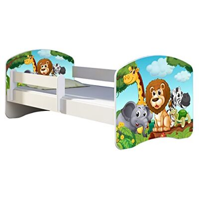 ACMA Lit Enfant Junior Sommier à Lattes Matelas Gratuite Blanc II (02 Petits Animaux, 140x70 cm) - Publicité ACMA Lit Enfant Junior Sommier à Lattes Matelas Gratuite Blanc II (02 Petits Animaux, 140x70 cm) - Publicité