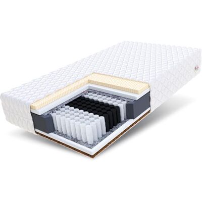 FDM FORGIA Matelas à Ressorts ensachés 7 Zones en Coco et Insert en Latex H3/H5 Moyenne/très Ferme (70-130 kg) Hauteur 20 cm Housse Lavable Convient aux Personnes allergiques 160 x 200 cm - Publicité FDM FORGIA Matelas à Ressorts ensachés 7 Zones en Coco et Insert en Latex H3/H5 Moyenne/très Ferme (70-130 kg) Hauteur 20 cm Housse Lavable Convient aux Personnes allergiques 160 x 200 cm - Publicité