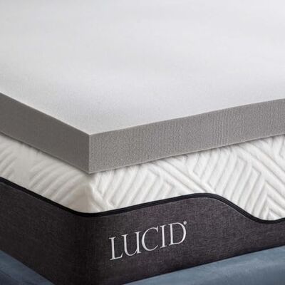 LUCID Surmatelas de 7,5 cm en Mousse à mémoire de Forme au de Charbon de Bambou – Surmatelas 90 x 190 cm - Publicité LUCID Surmatelas de 7,5 cm en Mousse à mémoire de Forme au de Charbon de Bambou – Surmatelas 90 x 190 cm - Publicité