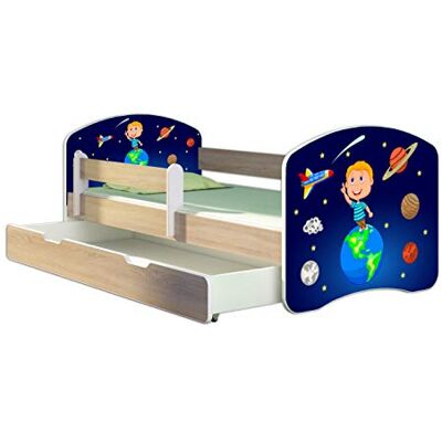 ACMA Lit Enfant Junior TIROIR Matelas Gratuite CHÊNE Sonoma II (22 Cosmos, 140 x 70 cm + tiroir) - Publicité ACMA Lit Enfant Junior TIROIR Matelas Gratuite CHÊNE Sonoma II (22 Cosmos, 140 x 70 cm + tiroir) - Publicité
