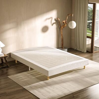TEENO Sommier 120x190 Sommier Tapissier en Tissu Blanc Lit 1 Personne 2x14 Lattes avec 9 Pieds Support Confortable pour Matelas 120x190 Hauteur 29 cm - Publicité TEENO Sommier 120x190 Sommier Tapissier en Tissu Blanc Lit 1 Personne 2x14 Lattes avec 9 Pieds Support Confortable pour Matelas 120x190 Hauteur 29 cm - Publicité
