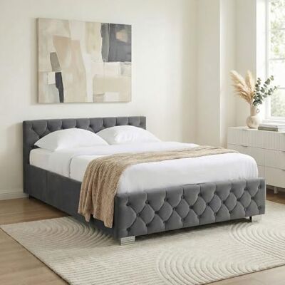 IDIMEX Lit Coffre NURI rembourré, Lit Double, Surface de Couchage 140x190 cm, Gris foncé, Velours Doux et Lumineux, Design Intemporel et Raffiné, Sommier à Lattes Inclus - Publicité IDIMEX Lit Coffre NURI rembourré, Lit Double, Surface de Couchage 140x190 cm, Gris foncé, Velours Doux et Lumineux, Design Intemporel et Raffiné, Sommier à Lattes Inclus - Publicité