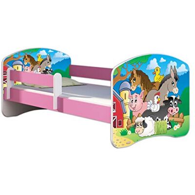 ACMA Lit Enfant 70 x 140 cm avec Matelas et Sommier à Lattes Lit Junior avec Barrière de Sécurité, Personnalisé Motif 34 Ferme Rose, Lit pour Fille dès 3 Ans, Charge Jusqu’à 120 kg - Publicité ACMA Lit Enfant 70 x 140 cm avec Matelas et Sommier à Lattes Lit Junior avec Barrière de Sécurité, Personnalisé Motif 34 Ferme Rose, Lit pour Fille dès 3 Ans, Charge Jusqu’à 120 kg - Publicité