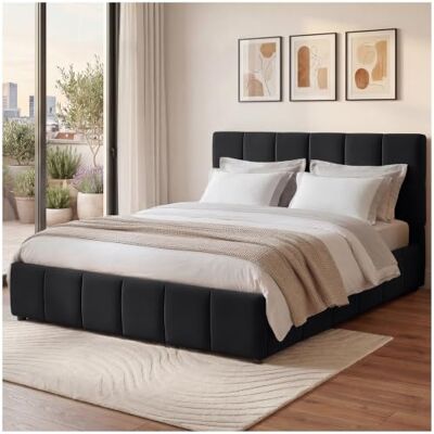 tectake ® Ensemble Lit capitonné 180 x 200 cm, Cadre de Lit rembourré avec Motif matelassé, Sommier à Lattes, Structure Solide Bois & Acier, Montage Facile, Max. 250 kg Aspect Velours Noir - Publicité tectake ® Ensemble Lit capitonné 180 x 200 cm, Cadre de Lit rembourré avec Motif matelassé, Sommier à Lattes, Structure Solide Bois & Acier, Montage Facile, Max. 250 kg Aspect Velours Noir - Publicité