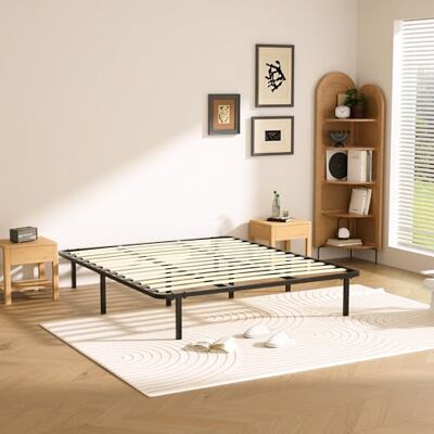 TEENO Sommier 160x200 avec Sommier Wood, Cadre en Métal, Cadre & Tête de Lit 2 Personnes en Métal, Cadre de Lit 160 x 200,Hauteur 26 cm pour Rangement, Moderne, Montage Facile, Noir - Publicité TEENO Sommier 160x200 avec Sommier Wood, Cadre en Métal, Cadre & Tête de Lit 2 Personnes en Métal, Cadre de Lit 160 x 200,Hauteur 26 cm pour Rangement, Moderne, Montage Facile, Noir - Publicité