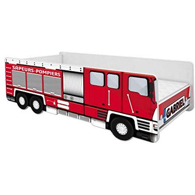 ACMA Lit d'enfant avec Matelas et Sommier à Lattes Voiture Sapeurs-Pompiers Garcon en Forme De Camion De Pompiers (70 x 140 cm + prénom) - Publicité ACMA Lit d'enfant avec Matelas et Sommier à Lattes Voiture Sapeurs-Pompiers Garcon en Forme De Camion De Pompiers (70 x 140 cm + prénom) - Publicité