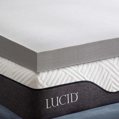 LUCID Surmatelas de 10 cm en Mousse à mémoire de Forme au de Charbon de Bambou – Surmatelas 120 x 190 cm, Gris - Publicité LUCID Surmatelas de 10 cm en Mousse à mémoire de Forme au de Charbon de Bambou – Surmatelas 120 x 190 cm, Gris - Publicité