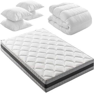 BLUE MOON Cozy Relax Matelas Mémoire de Forme Premium (140x190). Double Face (1 Enveloppante Mi-Ferme et 1 : Ferme HD) + 2X Couettes + 4X Oreillers– Fabriqué en Belgique. Garantie 7 Ans - Publicité BLUE MOON Cozy Relax Matelas Mémoire de Forme Premium (140x190). Double Face (1 Enveloppante Mi-Ferme et 1 : Ferme HD) + 2X Couettes + 4X Oreillers– Fabriqué en Belgique. Garantie 7 Ans - Publicité
