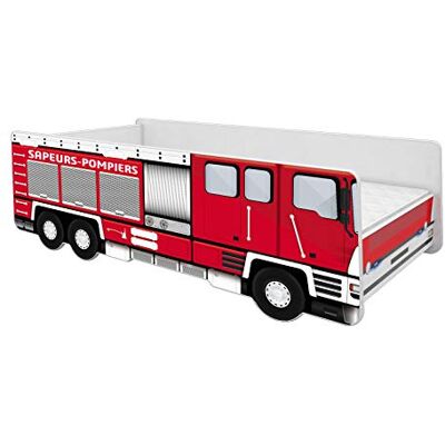 ACMA Lit d'enfant avec Matelas et Sommier à Lattes Voiture Sapeurs-Pompiers Garcon en Forme De Camion De Pompiers (80 x 160 cm) - Publicité ACMA Lit d'enfant avec Matelas et Sommier à Lattes Voiture Sapeurs-Pompiers Garcon en Forme De Camion De Pompiers (80 x 160 cm) - Publicité