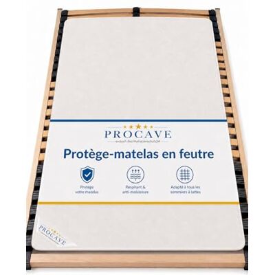 PROCAVE protège-sommier à Lattes en Feutre de Haute qualité protège-Matelas protège-Matelas Respirant réalisé en Feutre aiguilleté fabriqué en Allemagne 80x160 cm - Publicité PROCAVE protège-sommier à Lattes en Feutre de Haute qualité protège-Matelas protège-Matelas Respirant réalisé en Feutre aiguilleté fabriqué en Allemagne 80x160 cm - Publicité