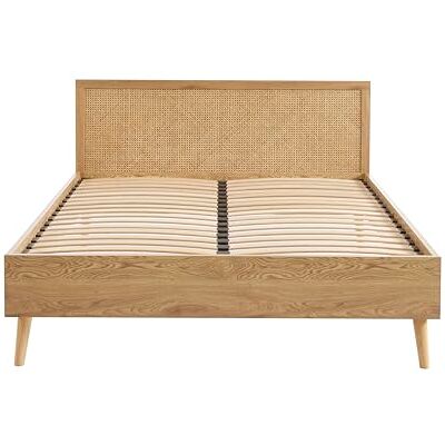 BAÏTA Lit Double INES cannage rotin 140x190 sommier Inclus - Publicité BAÏTA Lit Double INES cannage rotin 140x190 sommier Inclus - Publicité