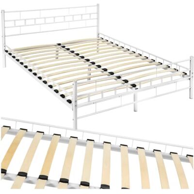 TECTAKE - Letto Metallo con Rete - Blanc - Bed - Publicité TECTAKE - Letto Metallo con Rete - Blanc - Bed - Publicité