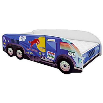 ACMA Lit pour enfant, camion, 140 x 70 cm, lit de voiture, pour enfants, sans matelas et sommier à lattes, lit de jeu, sans protection anti-chute, design 08 camion de course - Publicité ACMA Lit pour enfant, camion, 140 x 70 cm, lit de voiture, pour enfants, sans matelas et sommier à lattes, lit de jeu, sans protection anti-chute, design 08 camion de course - Publicité
