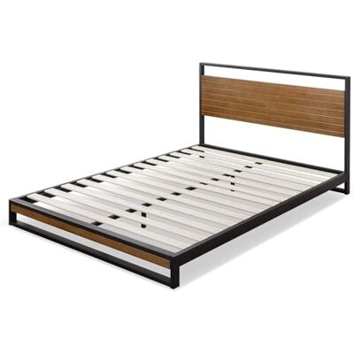 Zinus Suzanne Bed 140x190 cm Hauteur du Cadre du lit 18 cm Structure de lit à Plate-Forme en métal et Bois avec Support à Lattes en Bois Marron et Noir - Publicité Zinus Suzanne Bed 140x190 cm Hauteur du Cadre du lit 18 cm Structure de lit à Plate-Forme en métal et Bois avec Support à Lattes en Bois Marron et Noir - Publicité
