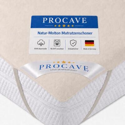 PROCAVE sur-Matelas en Molleton, Protection pour Matelas en 100% Coton, protège-Matelas, alèse pour lit, fabriqué en Allemagne en 160x200cm - Publicité PROCAVE sur-Matelas en Molleton, Protection pour Matelas en 100% Coton, protège-Matelas, alèse pour lit, fabriqué en Allemagne en 160x200cm - Publicité