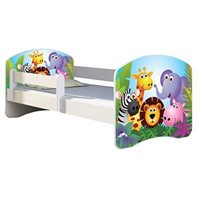 ACMA Lit Enfant Junior Sommier à Lattes Matelas Gratuite Blanc II (01 Zoo, 140x70 cm) - Publicité ACMA Lit Enfant Junior Sommier à Lattes Matelas Gratuite Blanc II (01 Zoo, 140x70 cm) - Publicité