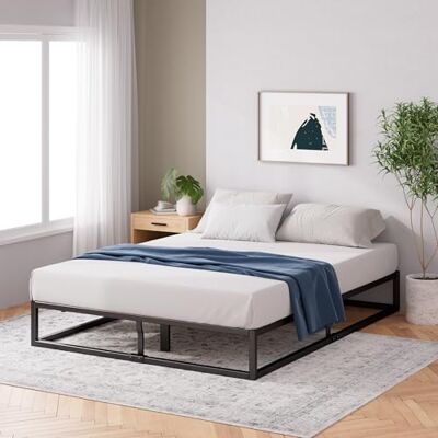 Zinus Lit Joseph 25 cm avec structure en métal sommier à lattes support à lattes en bois espace de rangement sous le lit 180 x 200 cm noir - Publicité Zinus Lit Joseph 25 cm avec structure en métal sommier à lattes support à lattes en bois espace de rangement sous le lit 180 x 200 cm noir - Publicité