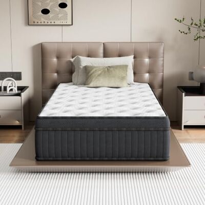 TEENO Matelas Hybride 90x200x25cm Ferme Mousse à mémoire de Forme Ressorts ensachés Noir - Publicité TEENO Matelas Hybride 90x200x25cm Ferme Mousse à mémoire de Forme Ressorts ensachés Noir - Publicité
