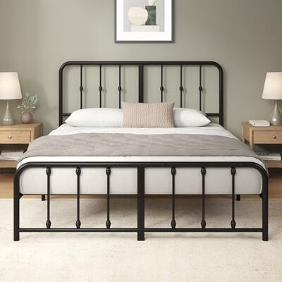 Zinus Florence Bed 135 x 190 cm Sommier en métal avec tête et Pied de lit Hauteur 35 cm Lit avec sommier à Lattes en métal Montage Facile Espace de Rangement sous Le lit Noir - Publicité Zinus Florence Bed 135 x 190 cm Sommier en métal avec tête et Pied de lit Hauteur 35 cm Lit avec sommier à Lattes en métal Montage Facile Espace de Rangement sous Le lit Noir - Publicité