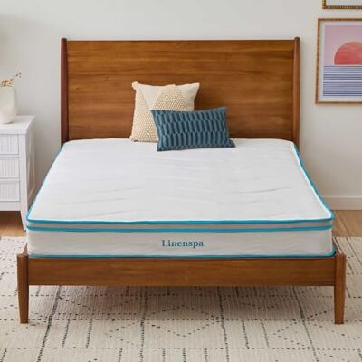 Linenspa Matelas Hybride Simple (90 x 190 cm) en Mousse à mémoire de Forme et Ressorts hélicoïdaux 20 cm – Sensation de fermeté Moyenne – Lit dans Une boîte – Matelas roulé – 0,9 x 1,8 x 20,3 cm – - Publicité Linenspa Matelas Hybride Simple (90 x 190 cm) en Mousse à mémoire de Forme et Ressorts hélicoïdaux 20 cm – Sensation de fermeté Moyenne – Lit dans Une boîte – Matelas roulé – 0,9 x 1,8 x 20,3 cm – - Publicité