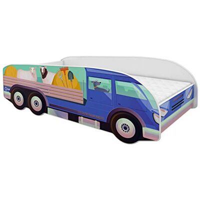ACMA Lit pour enfant, camion, 160 x 80 cm, lit de voiture, pour enfants, avec matelas et sommier à lattes, lit de jeu avec protection anti-chute, design 05 Camion agricole - Publicité ACMA Lit pour enfant, camion, 160 x 80 cm, lit de voiture, pour enfants, avec matelas et sommier à lattes, lit de jeu avec protection anti-chute, design 05 Camion agricole - Publicité