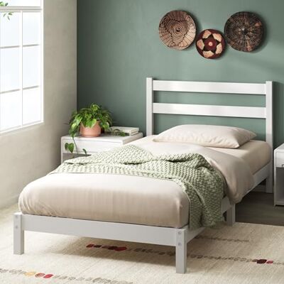 Zinus Robin Structure de lit simple 80 x 190 cm avec tête de lit en bambou Hauteur 20 cm Sommier simple avec lattes en bois Pour adultes, enfants et adolescents Facile à assembler Blanc - Publicité Zinus Robin Structure de lit simple 80 x 190 cm avec tête de lit en bambou Hauteur 20 cm Sommier simple avec lattes en bois Pour adultes, enfants et adolescents Facile à assembler Blanc - Publicité