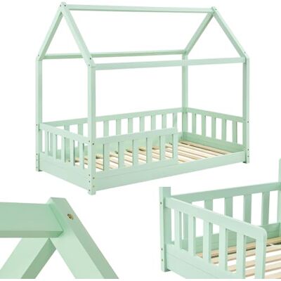 Lit enfant Juskys Marli 80x160 - Barrière de sécurité, Pin, Design maison scandinave - Publicité Lit enfant Juskys Marli 80x160 - Barrière de sécurité, Pin, Design maison scandinave - Publicité
