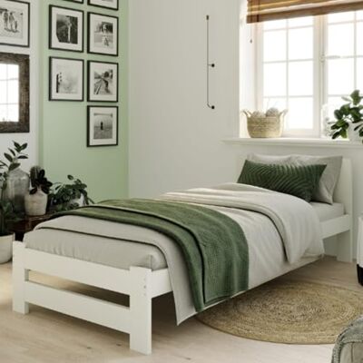 Home Collective Lit en bois 90 x 200 cm avec sommier à lattes, moderne, cadre de lit en pin massif, lit simple, classique, confortable et durable, scandinave, bohème, maison de campagne, tête de lit - Publicité Home Collective Lit en bois 90 x 200 cm avec sommier à lattes, moderne, cadre de lit en pin massif, lit simple, classique, confortable et durable, scandinave, bohème, maison de campagne, tête de lit - Publicité