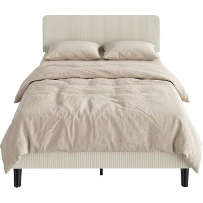 HOMCOM Cadre de Lit 140 x 190 cm avec Sommier, Tête Réglable, Gris Clair Lit Double Rembourré Velours Côtelé, Support à 12 Lattes en Bois, Espace de Rangement Au-Dessous, Sans Bruit Montage Facile - Publicité HOMCOM Cadre de Lit 140 x 190 cm avec Sommier, Tête Réglable, Gris Clair Lit Double Rembourré Velours Côtelé, Support à 12 Lattes en Bois, Espace de Rangement Au-Dessous, Sans Bruit Montage Facile - Publicité