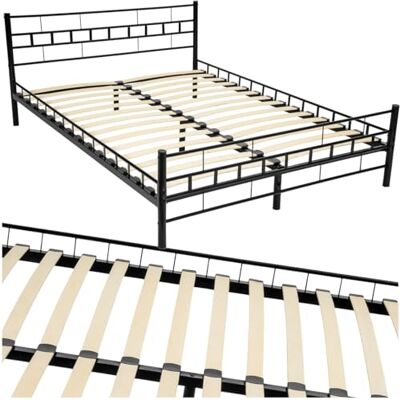 tectake ® Cadre de lit avec sommier en Bois Lit 140x200 cm Cadre en Acier laqué époxy Lit 2 Personnes Lit Double Lit Adulte, ado ou Enfant Chambre Adulte Moderne Meuble Chambre pour Matelas 140x200 - Publicité tectake ® Cadre de lit avec sommier en Bois Lit 140x200 cm Cadre en Acier laqué époxy Lit 2 Personnes Lit Double Lit Adulte, ado ou Enfant Chambre Adulte Moderne Meuble Chambre pour Matelas 140x200 - Publicité