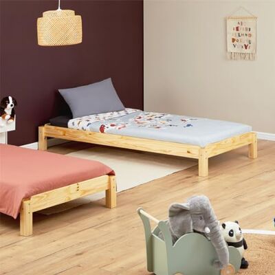IDIMEX Lot de 2 Lits superposables RINO 90 x 190 cm, Lits Simples 1 Place, Couchage d'appoint, en pin Massif Vernis Naturel - Publicité IDIMEX Lot de 2 Lits superposables RINO 90 x 190 cm, Lits Simples 1 Place, Couchage d'appoint, en pin Massif Vernis Naturel - Publicité