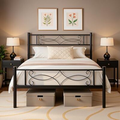 VECELO Cadre de Lit 90x190 cm avec Sommier Métal, Montage Facile, Espace de Rangement de 32 cm pour Petits Espaces, Chambre d’Amis, Chambre Ado, Noir - Publicité VECELO Cadre de Lit 90x190 cm avec Sommier Métal, Montage Facile, Espace de Rangement de 32 cm pour Petits Espaces, Chambre d’Amis, Chambre Ado, Noir - Publicité