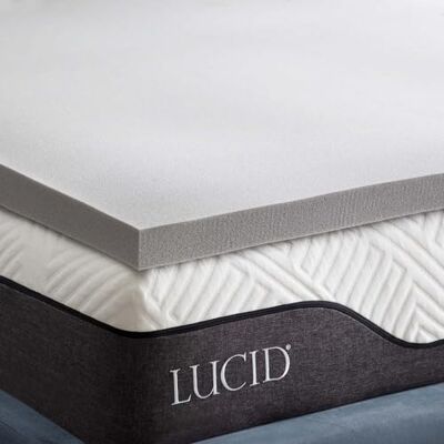 LUCID Surmatelas de 5 cm en Mousse à mémoire de Forme au de Charbon de Bambou – Surmatelas 160 x 190 cm, Gris - Publicité LUCID Surmatelas de 5 cm en Mousse à mémoire de Forme au de Charbon de Bambou – Surmatelas 160 x 190 cm, Gris - Publicité