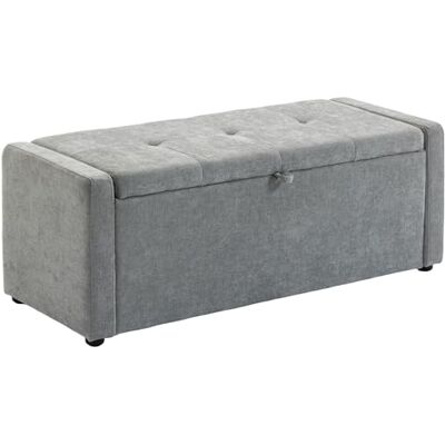 HOMCOM Banc de Rangement 142 L, Bout de lit, Repose-Pieds rembourré en Lin avec Assise Large et Confortable, Cadre en Bois Robuste, Charge 200 Kg, pour Salon, Chambre, entrée, 122x48x44cm, Gris Clair - Publicité HOMCOM Banc de Rangement 142 L, Bout de lit, Repose-Pieds rembourré en Lin avec Assise Large et Confortable, Cadre en Bois Robuste, Charge 200 Kg, pour Salon, Chambre, entrée, 122x48x44cm, Gris Clair - Publicité