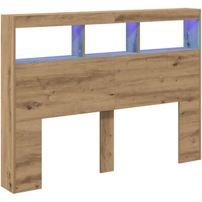 vidaXL Tête de lit en chêne artisanal avec LED et rangement – Tête de lit en bois d'ingénierie RVB - Publicité vidaXL Tête de lit en chêne artisanal avec LED et rangement – Tête de lit en bois d'ingénierie RVB - Publicité