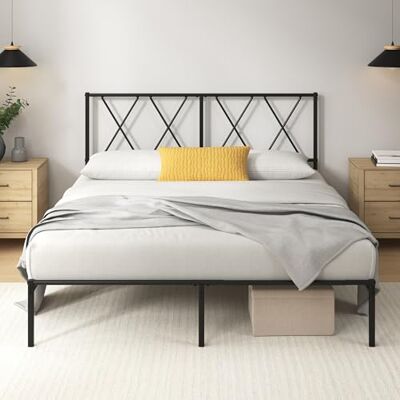 Zinus Elias Sommier 140x190 cm avec Lattes en Métal Cadre & Tête de Lit 2 Personnes en- Hauteur 30 cm pour Rangement Montage Facile Noir - Publicité Zinus Elias Sommier 140x190 cm avec Lattes en Métal Cadre & Tête de Lit 2 Personnes en- Hauteur 30 cm pour Rangement Montage Facile Noir - Publicité