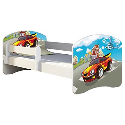 ACMA Lit Enfant Junior Sommier à Lattes Matelas Gratuite Blanc II (03 Voiture de Course, 160x80 cm) - Publicité ACMA Lit Enfant Junior Sommier à Lattes Matelas Gratuite Blanc II (03 Voiture de Course, 160x80 cm) - Publicité