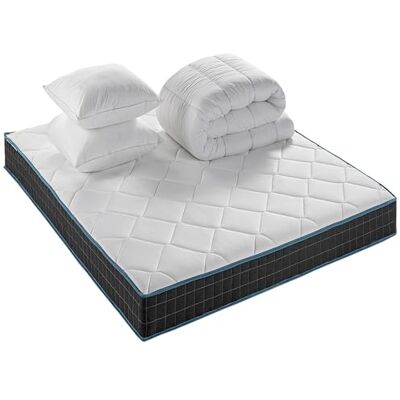 BLUE MOON Pack Matelas Atmosphère 140x190 + Couette + 2 Oreillers 672 Ressorts 7 Zones de Confort Soutien mi-ferme Indépendance de couchage Livré Compressé Fabriqué en Belgique - Publicité BLUE MOON Pack Matelas Atmosphère 140x190 + Couette + 2 Oreillers 672 Ressorts 7 Zones de Confort Soutien mi-ferme Indépendance de couchage Livré Compressé Fabriqué en Belgique - Publicité