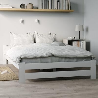 Home Collective lit en bois 140 x 200 cm moderne, pin massif, sommier à lattes, confortable et durable, style scandinave, bohème, maison de campagne, tête de lit plate blanche - Publicité Home Collective lit en bois 140 x 200 cm moderne, pin massif, sommier à lattes, confortable et durable, style scandinave, bohème, maison de campagne, tête de lit plate blanche - Publicité