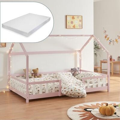 En.Casa Lit Enfant Sisimiut - Pin, Rose/Blanc - Lit Enfant - Publicité En.Casa Lit Enfant Sisimiut - Pin, Rose/Blanc - Lit Enfant - Publicité