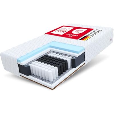 FDM Calmera Matelas à Ressorts ensachés 140x200 cm, 7 Zones, Mousse HR Ultra‑élastique + Coco, fermeté H3/H4 (mi‑Souple/Ferme), Hauteur 20 cm, Double Face, Housse Amovible et Lavable - Publicité FDM Calmera Matelas à Ressorts ensachés 140x200 cm, 7 Zones, Mousse HR Ultra‑élastique + Coco, fermeté H3/H4 (mi‑Souple/Ferme), Hauteur 20 cm, Double Face, Housse Amovible et Lavable - Publicité