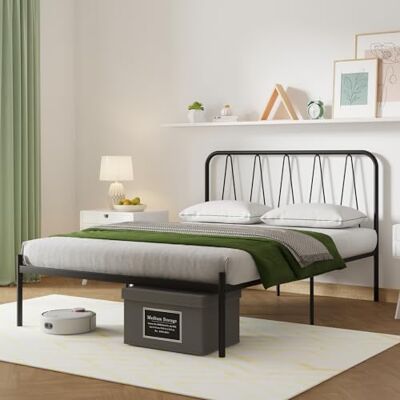 Novilla Cadre de lit Plateforme en métal pour Matelas de 160 x 190 cm, Hauteur de Rangement sous Le lit 30.5cm, Cadre métallique, Pas Besoin de sommier, Assemblage Facile, Noir - Publicité Novilla Cadre de lit Plateforme en métal pour Matelas de 160 x 190 cm, Hauteur de Rangement sous Le lit 30.5cm, Cadre métallique, Pas Besoin de sommier, Assemblage Facile, Noir - Publicité