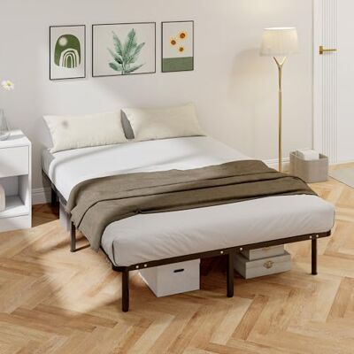 HOMCOM Cadre de Lit 140 x 190 cm Bois Massif Sommier à Lattes Pieds Noir - Publicité HOMCOM Cadre de Lit 140 x 190 cm Bois Massif Sommier à Lattes Pieds Noir - Publicité