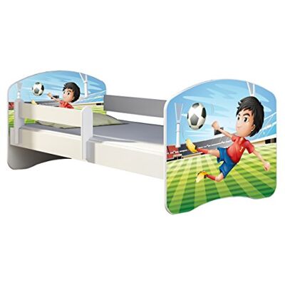 ACMA Lit Enfant Junior Sommier à Lattes Matelas Gratuite Blanc II (13 Joueur de Foot, 140x70 cm) - Publicité ACMA Lit Enfant Junior Sommier à Lattes Matelas Gratuite Blanc II (13 Joueur de Foot, 140x70 cm) - Publicité