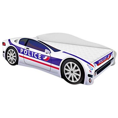 ACMA Lit Junior Voiture de Police 160×80 avec Matelas + Sommier Lit Voiture Garçon Couchage Junior Design Auto - Publicité ACMA Lit Junior Voiture de Police 160×80 avec Matelas + Sommier Lit Voiture Garçon Couchage Junior Design Auto - Publicité