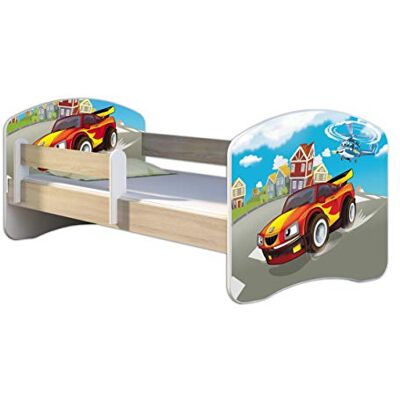 ACMA Lit Enfant Junior Sommier à Lattes Matelas Gratuite CHÊNE Sonoma II (03 Voiture de Course, 160 x 80 cm) - Publicité ACMA Lit Enfant Junior Sommier à Lattes Matelas Gratuite CHÊNE Sonoma II (03 Voiture de Course, 160 x 80 cm) - Publicité