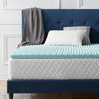 LUCID Surmatelas 120 x 190 cm Conception Ergonomique Alvéolée et Respirante Mousse à Memoire de Forme avec Gel Rafraichissant Épaisseur 5 cm, 1 personne, Blue - Publicité LUCID Surmatelas 120 x 190 cm Conception Ergonomique Alvéolée et Respirante Mousse à Memoire de Forme avec Gel Rafraichissant Épaisseur 5 cm, 1 personne, Blue - Publicité