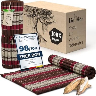 livasia matelas enroulable large confortable L 200x110x4,5cm Lit d’invité 1 personne, Lit de voyage coffre, Matelas thaï kapok jardin balcon fait main (Bordeaux) - Publicité livasia matelas enroulable large confortable L 200x110x4,5cm Lit d’invité 1 personne, Lit de voyage coffre, Matelas thaï kapok jardin balcon fait main (Bordeaux) - Publicité