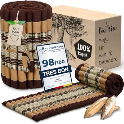 livasia tapis enroulable matelas enroulable étroit S 200x50x4,5cm Lit d’invité matelas d’invité 1 personne, Lit de voyage coffre, Tapis thaï kapok jardin balcon fait main (Marron) - Publicité livasia tapis enroulable matelas enroulable étroit S 200x50x4,5cm Lit d’invité matelas d’invité 1 personne, Lit de voyage coffre, Tapis thaï kapok jardin balcon fait main (Marron) - Publicité